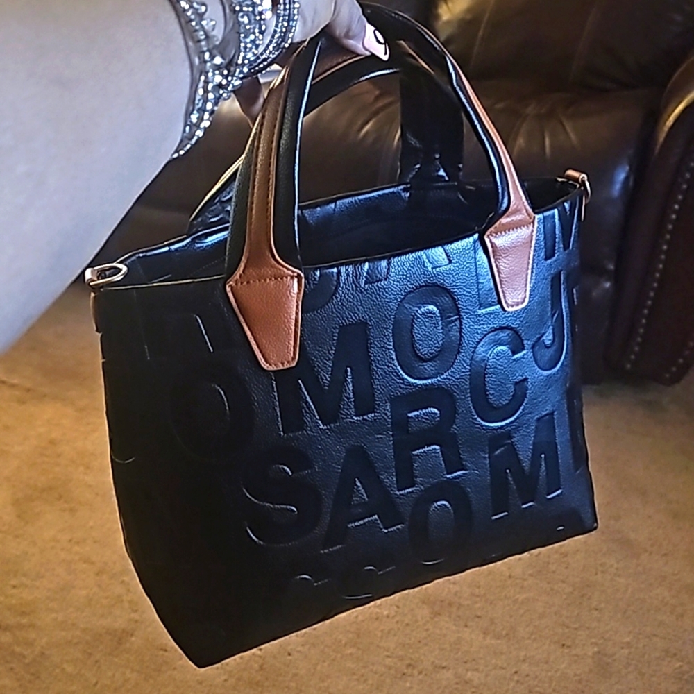 Large Shoulder Medium PU Leather Letter Embossed Letters (Clurch Bag included)
